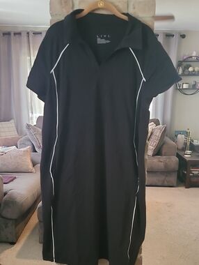 LIVI Black Polo Dress with White Piping